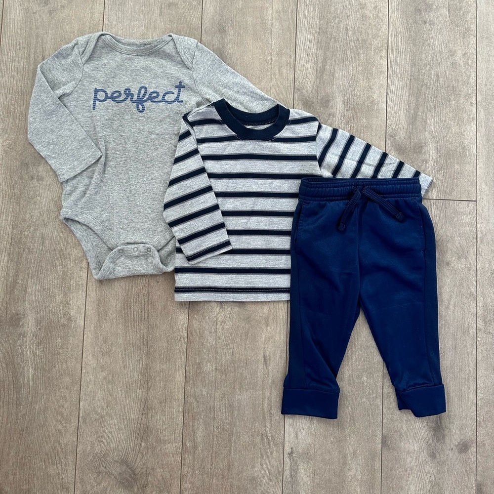 12 M Baby Boy Clothes Jumping Beans Joggers, Gap Perfect Shirt, Garanimals Shirt